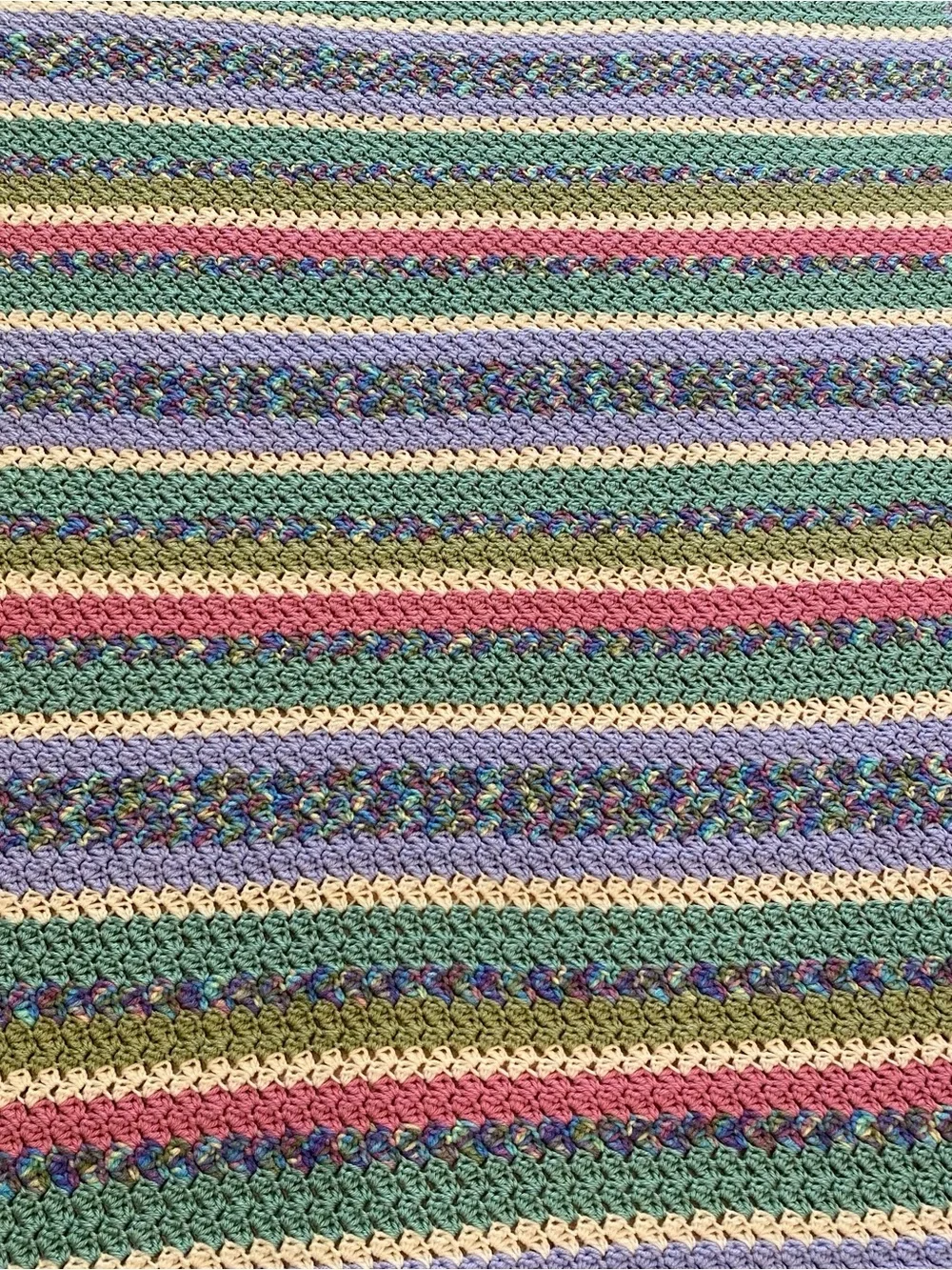 Handmade Multicolor Striped Crochet Throw - Pastel Mix